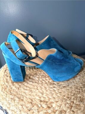 Via Spiga Suede Block Heel Sandals